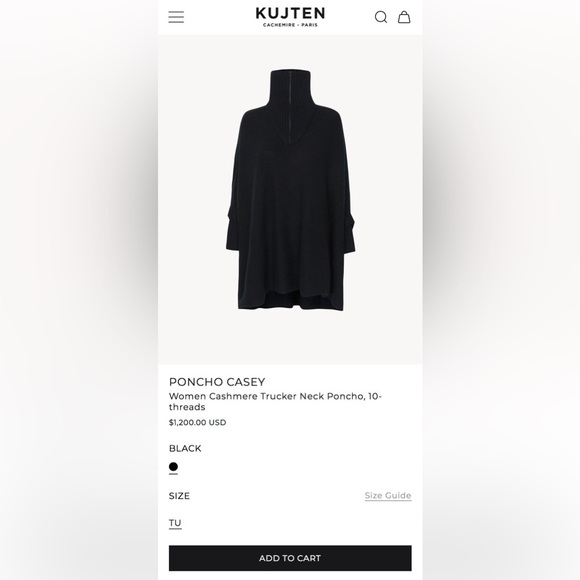 Kujten PONCHO CASEY
Women Cashmere Trucker Neck Poncho, 10-threads - Picture 2 of 10